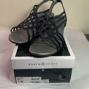 Karen Scott Women’s Elinoor Slingback Sandals, Navy, Size 9M